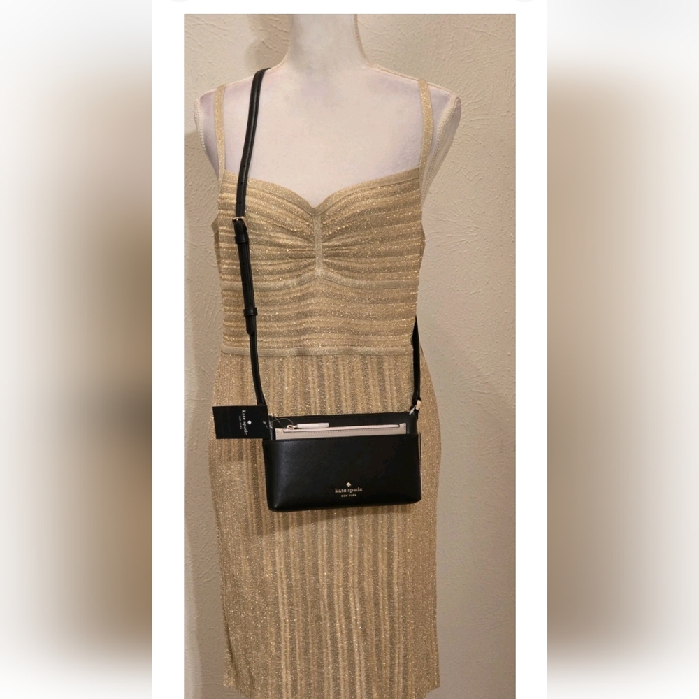 Kate Spade Sadie Saffiano Leather 2 Pc Crossbody Set  Black NWT MSRP $249